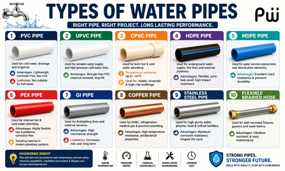 Types of Water Pipes